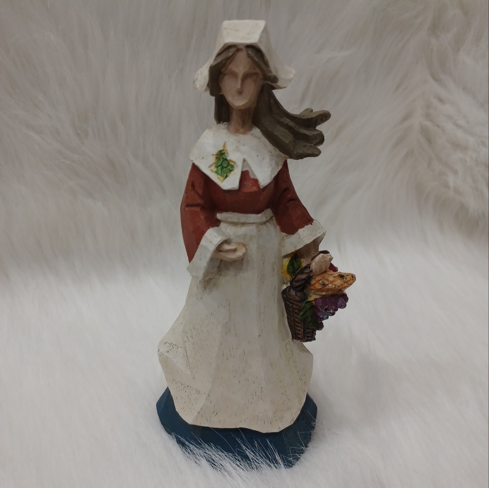 Vintage Harvest Pilgrim Woman Figurine 8”